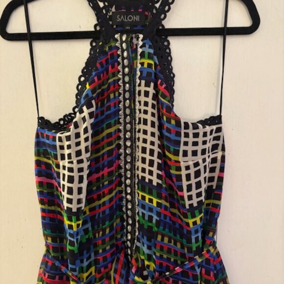 Saloni Geometric Print Silk Dress, Sz 6, NWOT - Picture 8 of 11